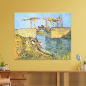 De Langlois-brug in Arles met vrouwen die wassen Canvas Afdruk (Insitu (Woonkamer))
