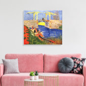 De Langlois-brug in Arles met vrouwen die wassen Canvas Afdruk (Insitu (Woonkamer))