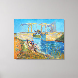 De Langlois-brug in Arles met vrouwen die wassen Canvas Afdruk