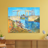 De Langlois-brug in Arles met vrouwen die wassen Canvas Afdruk (Insitu (Woonkamer))