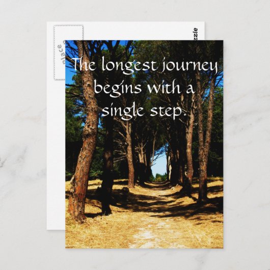 De langste reis begint met één enkele stap briefkaart (Voorkant / Achterkant)