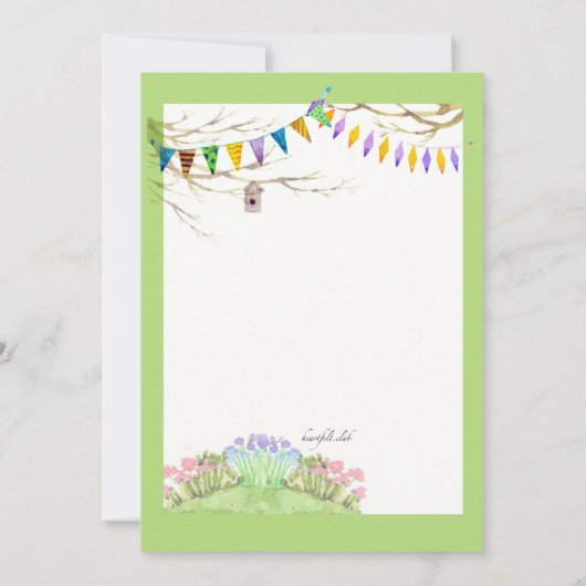 De langwerpige kart-uitnodiging kaart (Achterkant)