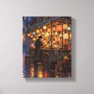 De lantaarnreparatiekar na regen canvas afdruk