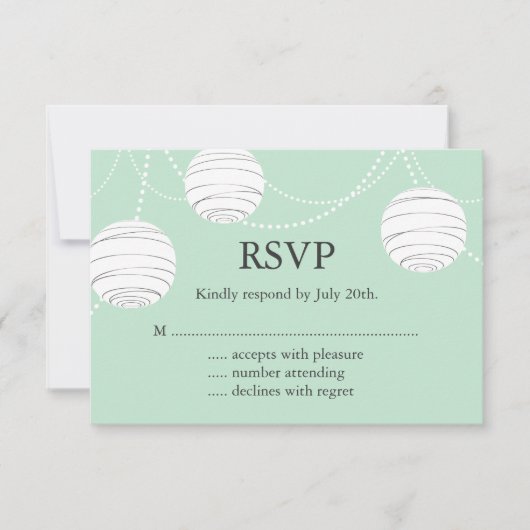 De Lantaarns RSVP van de partij in Mint Groen (Voorkant)