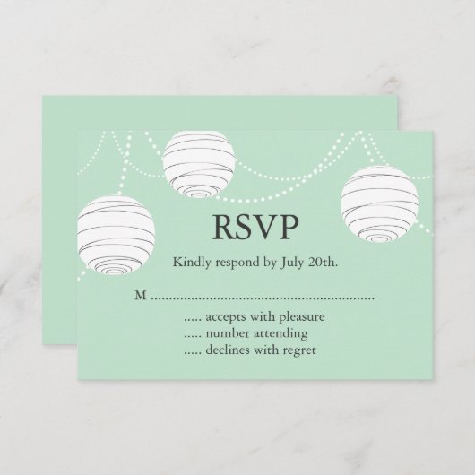 De Lantaarns RSVP van de partij in Mint Groen (Voorkant / Achterkant)