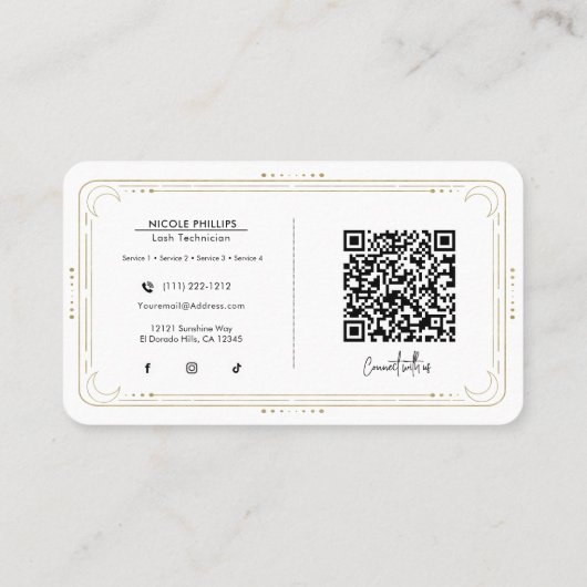 De Lash Tech Golden Sun Tarot Social Media QR Visitekaartje (Achterkant)