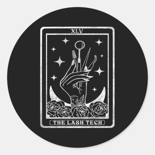 De Lash Tech Tarot Kaart De Lash Tech, S Ronde Sticker (Voorkant)