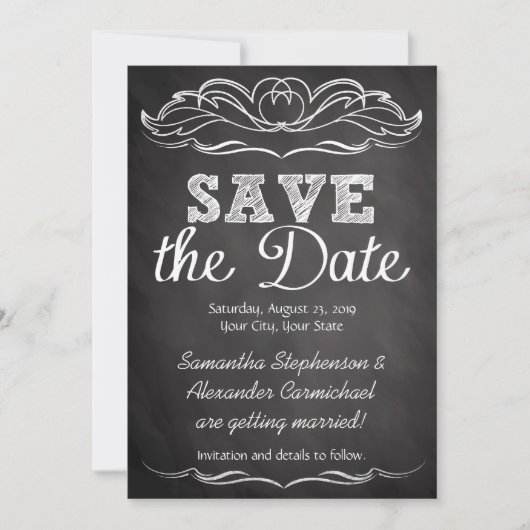 De late Chalkboard sparen de Datum Save The Date (Voorkant)