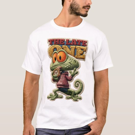De Late Grappige Kameleon Borduurpatch T-shirt (Voorkant)
