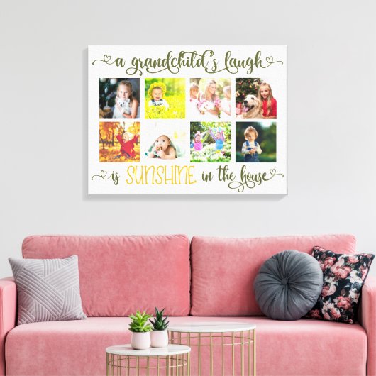 De Laugh 8 Foto Collage Hand Lettered van een klei Canvas Afdruk (Insitu (Woonkamer))