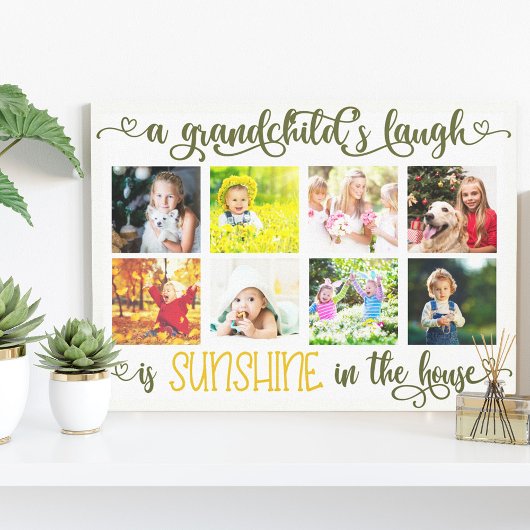 De Laugh 8 Foto Collage Hand Lettered van een klei Canvas Afdruk