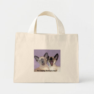 De Laughing Siamese blauwe gestreepte canvas tas v