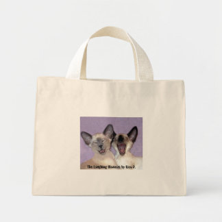 De Laughing Siamese blauwe gestreepte canvas tas v