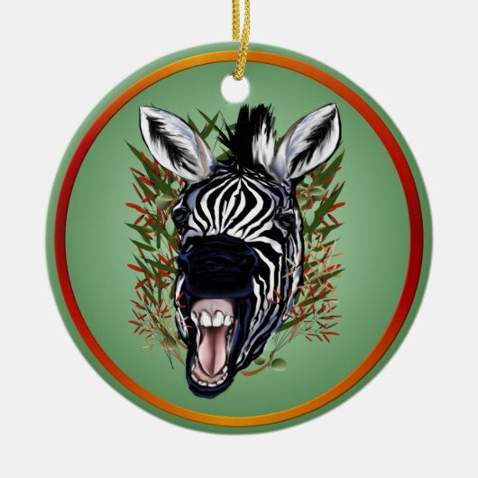 De Laughing Zebra Ornaments Keramisch Ornament (Voorkant)