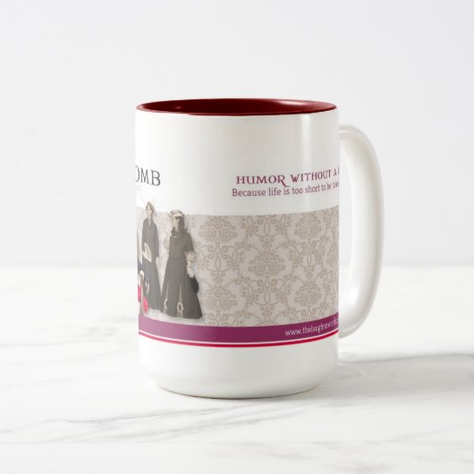 De Laughter Womb 15 oz mok maroon (Voorkant rechts)