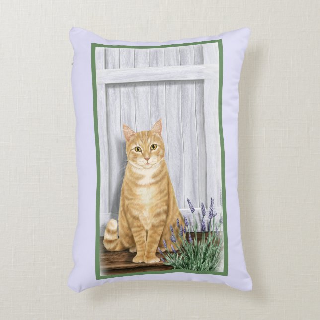 De Lavendel Deur Gember Kat Aangepast Accent Kussen (Voorkant(Verticaal))