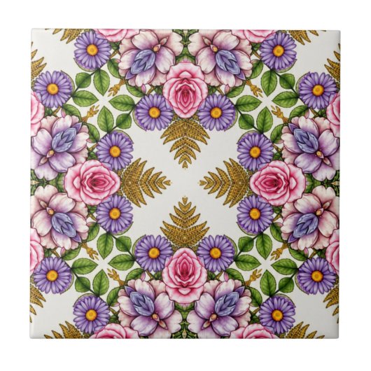 De Lavendel Schat | Vintage Bloemen Medaillon Tegeltje (Voorkant)