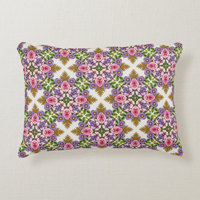 De Lavendel Schatkamer | Vintage Bloem Medaillon Accent Kussen (Voorkant)