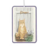 De lavendeldeur Oranje Tabby Cat gepersonaliseerd Luchtverfrisser (Voorkant)