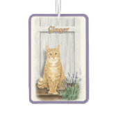 De lavendeldeur Oranje Tabby Cat gepersonaliseerd Luchtverfrisser (Achterkant)