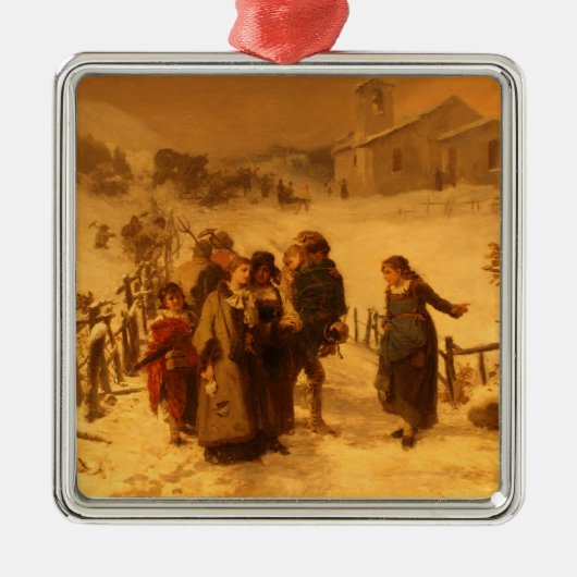 De lawine in de winter (door Gerolamo Induno) Metalen Ornament (Voorkant)