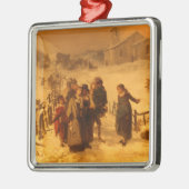 De lawine in de winter (door Gerolamo Induno) Metalen Ornament (Links)