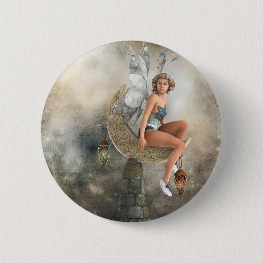 De Lazy Moon Fairy Ronde Button 5,7 Cm (Voorkant)