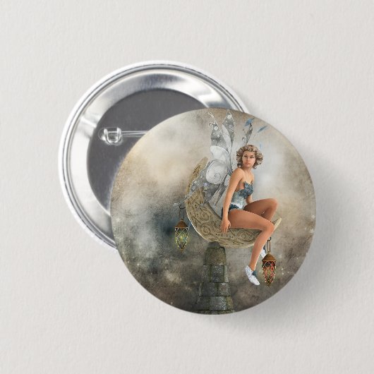 De Lazy Moon Fairy Ronde Button 5,7 Cm (Voorkant /achterkant)