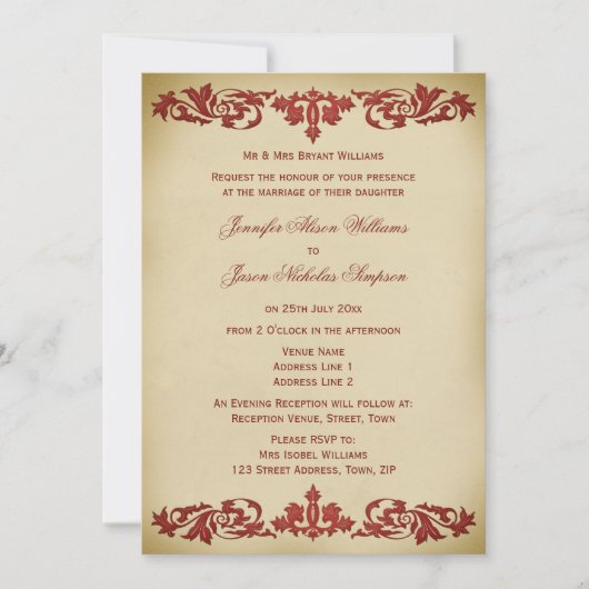 De  Leaf Scroll van de Uitnodiging van de bruiloft (Voorkant)