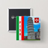 De Leaning Tower van Pisa - Italië Vierkante Button 5,1 Cm (Voorkant /achterkant)