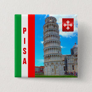 De Leaning Tower van Pisa - Italië Vierkante Button 5,1 Cm