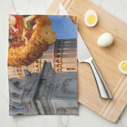 De Leaning Tower van Pizza (Pisa) Theedoek (Quarter Fold)