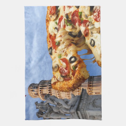 De Leaning Tower van Pizza (Pisa) Theedoek (Verticaal)