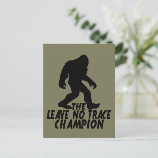De Leave No Trace Kampioen Funny Bigfoot Briefkaart (Staand voorkant)