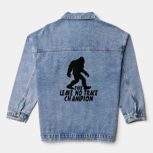 De Leave No Trace Kampioen Grappige Bigfoot Denim Jacket (Achterkant)