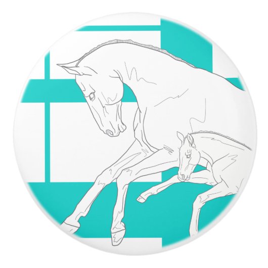 De Lederen Paarden Keramische Knop (Voorkant)
