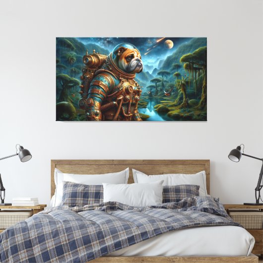 DE LEEFTIJD VAN STEEL-BULL DOG 4 CANVAS AFDRUK (Insitu (Slaapkamer))