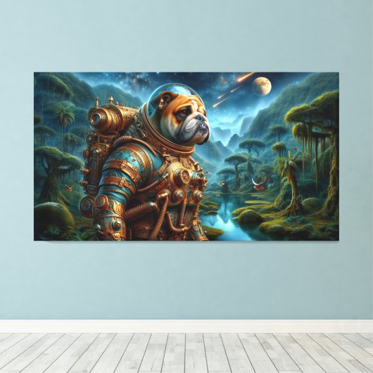 DE LEEFTIJD VAN STEEL-BULL DOG 4 CANVAS AFDRUK (Insitu (Houten vloer))