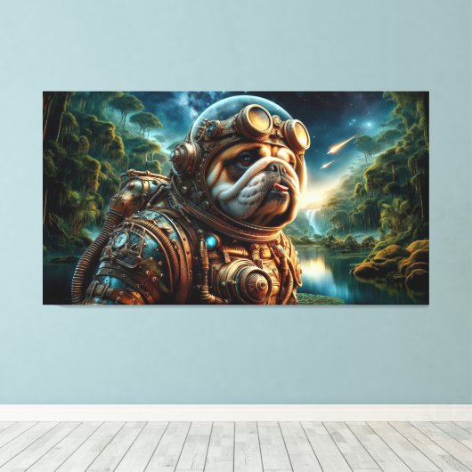 DE LEEFTIJD VAN STEEL-BULL DOG 6 CANVAS AFDRUK (Insitu (Houten vloer))