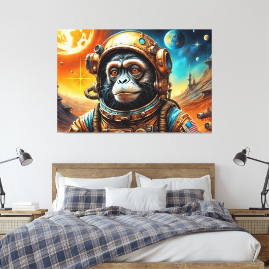 DE LEEFTIJD VAN STEEL-TAMARIN MONKEY 2 CANVAS AFDRUK (Insitu (Slaapkamer))