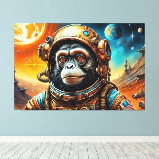 DE LEEFTIJD VAN STEEL-TAMARIN MONKEY 2 CANVAS AFDRUK (Insitu (Houten vloer))