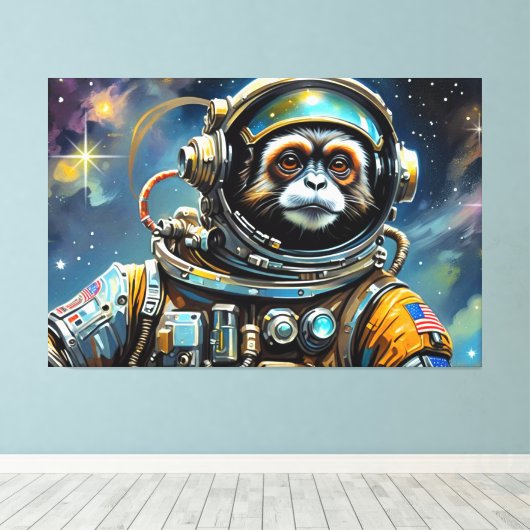 DE LEEFTIJD VAN STEEL-TAMARIN MONKEY 3 CANVAS AFDRUK (Insitu (Houten vloer))