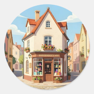 De leeshoek – knusse boekhoek klassieke ronde sticker