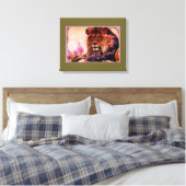 De leeuw 3 - Gewikkeld Canvas Afdruk (Insitu (Slaapkamer))