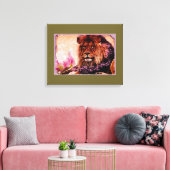 De leeuw 3 - Gewikkeld Canvas Afdruk (Insitu (Woonkamer))
