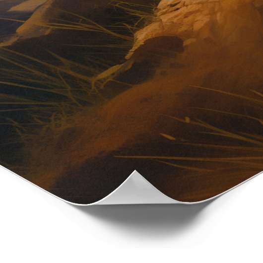 De Leeuw bij zonsondergang Poster (Hoek)