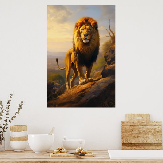 De Leeuw bij zonsondergang Poster (Keuken)