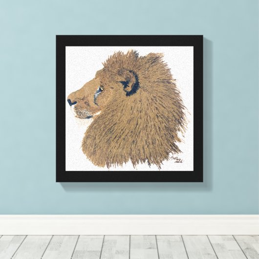 de leeuw canvas afdruk (Insitu (Houten vloer))