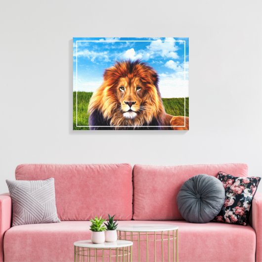 De leeuw, de koning van het woud, 15475 canvas afdruk (Insitu (Woonkamer))