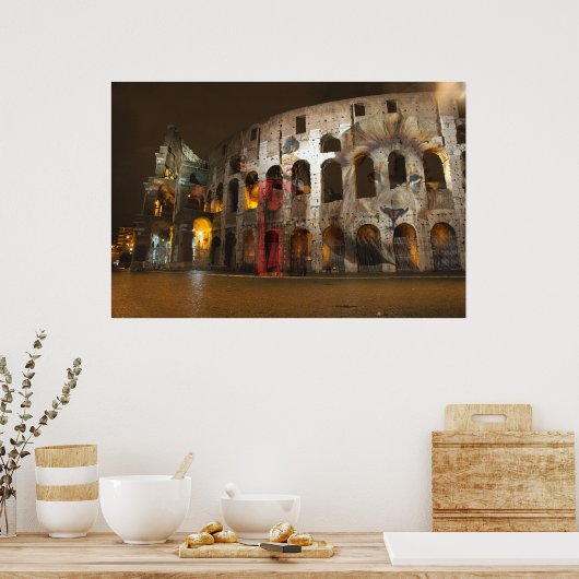 De leeuw en de gladiator in Rome Poster (Keuken)